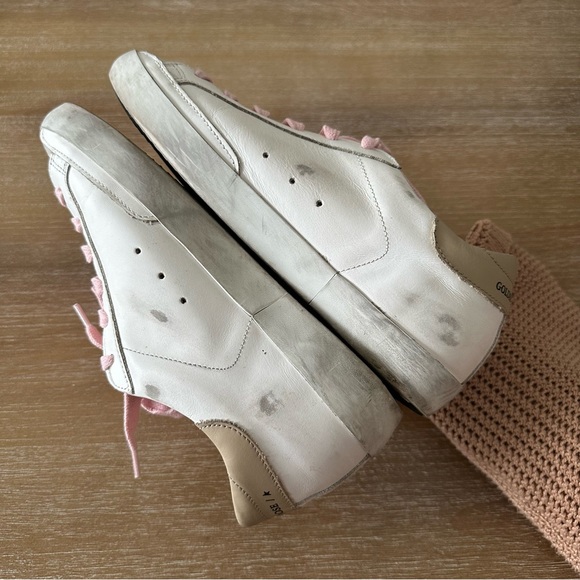 Golden Goose White Leather Pink Laces Superstar Sneakers - Picture 8 of 9